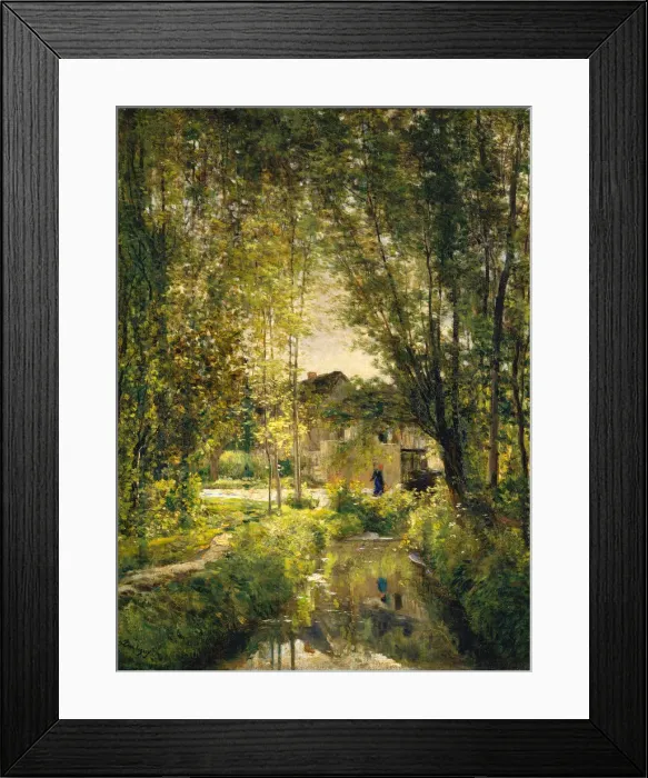 Framed Print : Landscape with a Sunlit Stream, ca. 1877. Creator: Charles Francois Daubigny Framed Print : Landscape with a Sunlit Stream, ca. 1877. Creator: Charles Francois Daubigny