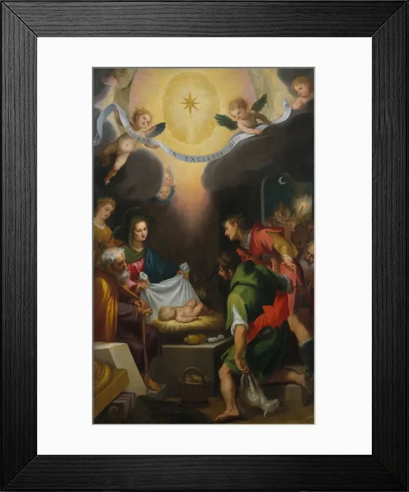 Framed Print : The Adoration of the Shepherds with Saint Catherine of Alexandria, 1599. Creator: Lodovico Cigoli Framed Print : The Adoration of the Shepherds with Saint Catherine of Alexandria, 1599. Creator: Lodovico Cigoli