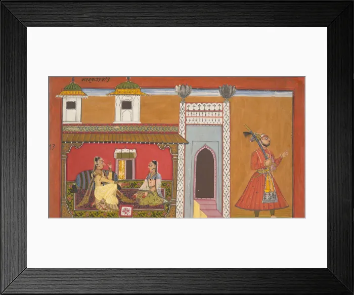 Framed Print : A Courtesan and Her Lover Estranged by a Quarrel: Page from a Rasamanjari series, 1694-95 Framed Print : A Courtesan and Her Lover Estranged by a Quarrel: Page from a Rasamanjari series, 1694-95