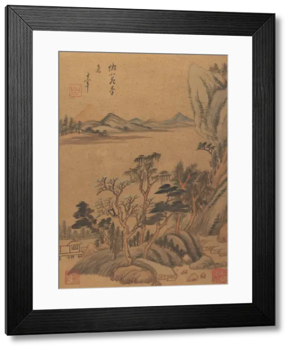 Framed Print : Landscapes and Poems, 17th century, probably after 1625. Creator: Dong Qichang Framed Print : Landscapes and Poems, 17th century, probably after 1625. Creator: Dong Qichang