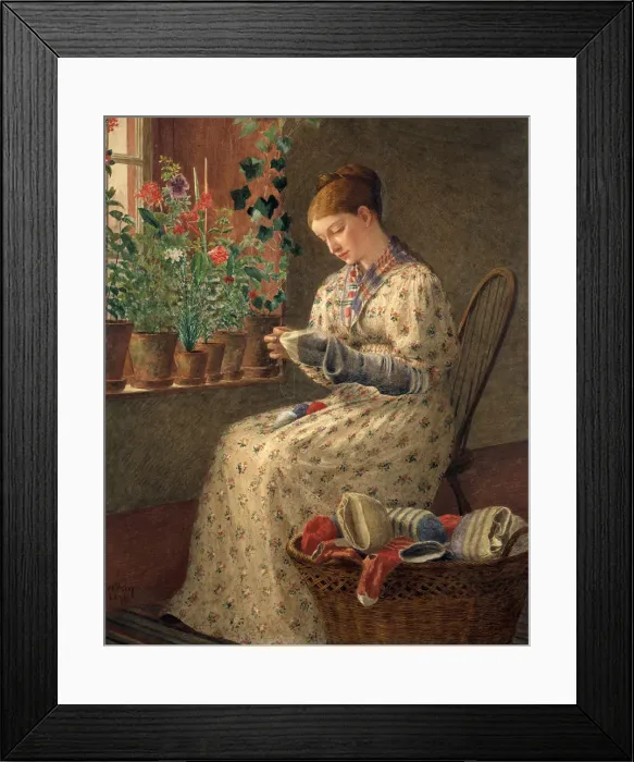 Framed Print : A Months Darning, 1876. Creator: Enoch Wood Perry Framed Print : A Months Darning, 1876. Creator: Enoch Wood Perry