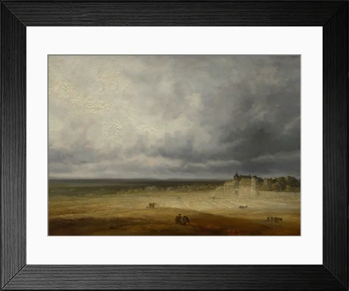 Framed Print : Landscape with a Plowed Field and a Village, probably after 1827. Creator: Georges Michel Framed Print : Landscape with a Plowed Field and a Village, probably after 1827. Creator: Georges Michel