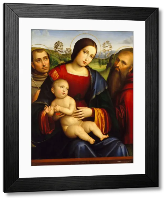 Framed Print : Madonna and Child with Saints Francis and Jerome, ca. 1512-15. Creator: Francesco Francia Framed Print : Madonna and Child with Saints Francis and Jerome, ca. 1512-15. Creator: Francesco Francia