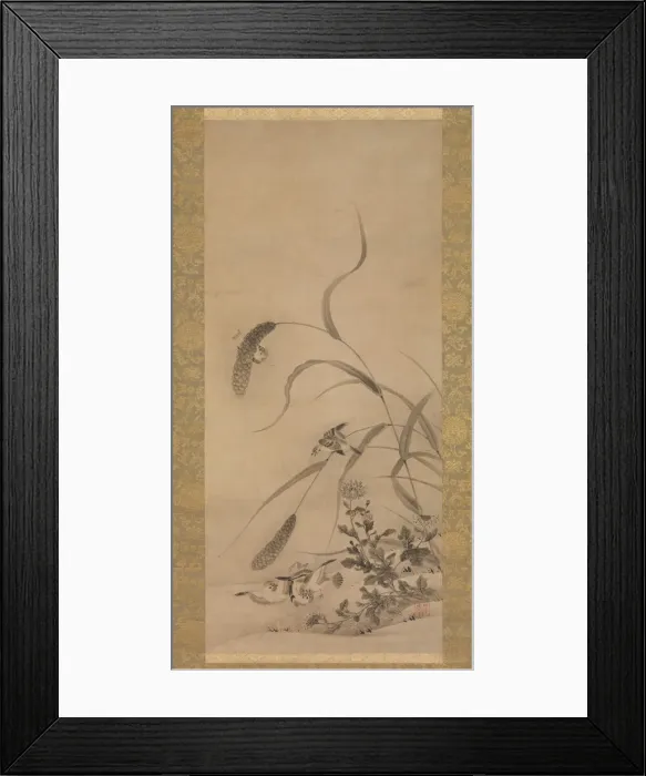 Framed Print : Millet and Sparrows, mid-16th century. Creator: Geiai Framed Print : Millet and Sparrows, mid-16th century. Creator: Geiai