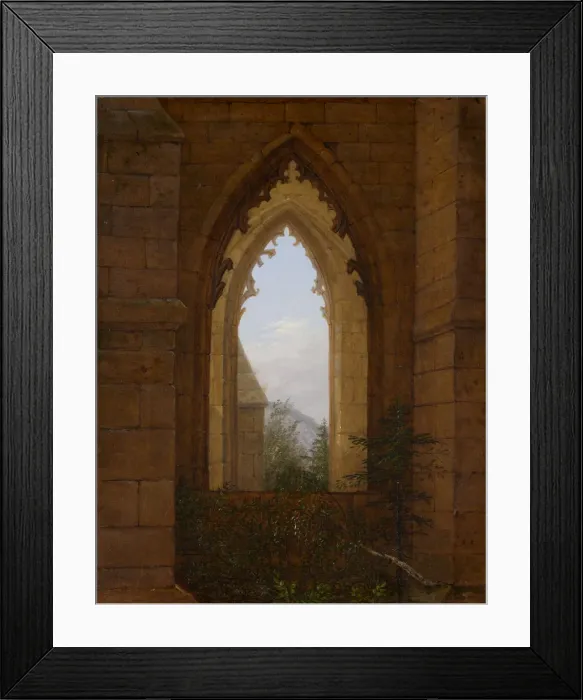 Framed Print : Gothic Windows in the Ruins of the Monastery at Oybin, ca. 1828. Creator: Carl Gustav Carus Framed Print : Gothic Windows in the Ruins of the Monastery at Oybin, ca. 1828. Creator: Carl Gustav Carus