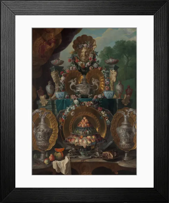 Framed Print : Still Life with Silver. Creator: Alexandre Francois Desportes Framed Print : Still Life with Silver. Creator: Alexandre Francois Desportes