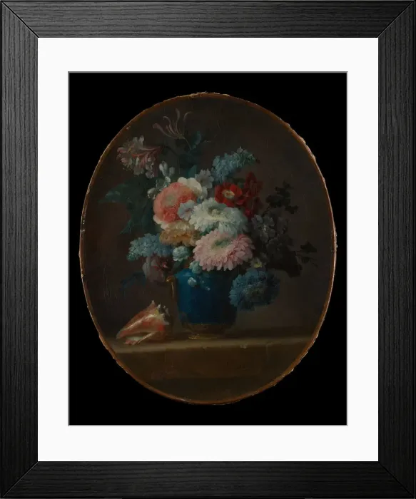 Framed Print : Vase of Flowers and Conch Shell, 1780. Creator: Anne Vallayer-Coster