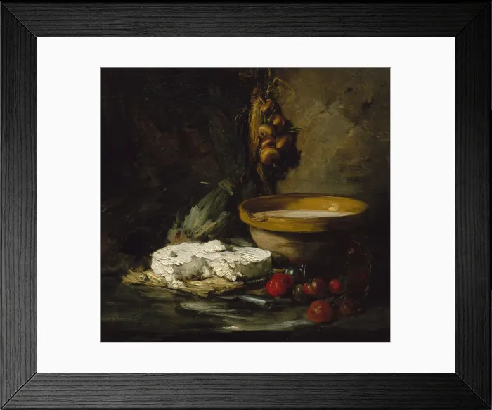 Framed Print : Still Life with Cheese, probably late 1870s. Creator: Antoine Vollon Framed Print : Still Life with Cheese, probably late 1870s. Creator: Antoine Vollon