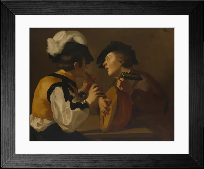 Framed Print : Two Musicians, 17th century. Creator: Dutch (Utrecht Caravaggist) Painter, 17th century Framed Print : Two Musicians, 17th century. Creator: Dutch (Utrecht Caravaggist) Painter, 17th century