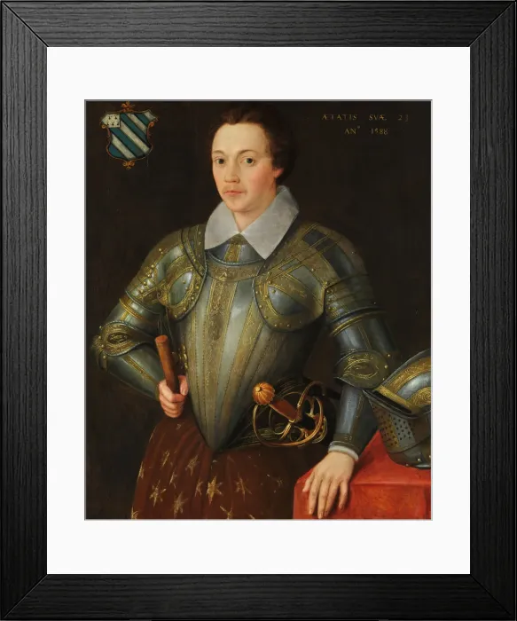 Framed Print : Sir John Shurley of Isfield (1565-1632). Creator: British Painter (dated 1588) Framed Print : Sir John Shurley of Isfield (1565-1632). Creator: British Painter (dated 1588)