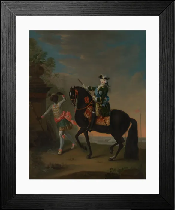 Framed Print : The Empress Elizabeth of Russia (1709-1762) on Horseback, Attended by a Page, after 1743-49 Framed Print : The Empress Elizabeth of Russia (1709-1762) on Horseback, Attended by a Page, after 1743-49