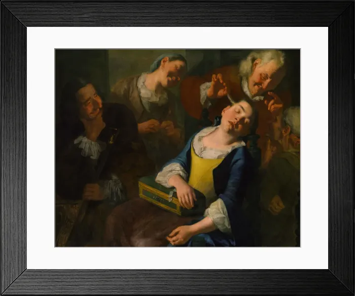 Framed Print : Teasing a Sleeping Girl, ca. 1760. Creator: Gaspare Traversi Framed Print : Teasing a Sleeping Girl, ca. 1760. Creator: Gaspare Traversi