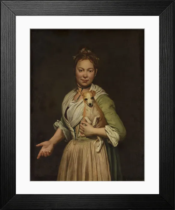 Framed Print : A Woman with a Dog, 1740s. Creator: Giacomo Ceruti Framed Print : A Woman with a Dog, 1740s. Creator: Giacomo Ceruti