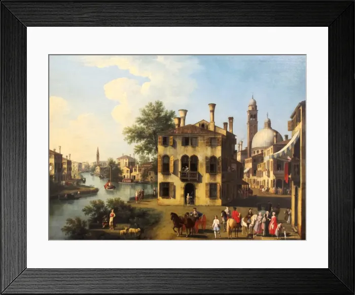 Framed Print : View of the Brenta, near Dolo, late 18th century. Creator: Giovanni Battista Cimaroli