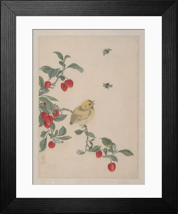 Framed Print : Birds, Insects and Flowers, 19th century. Creator: Yi Zhai