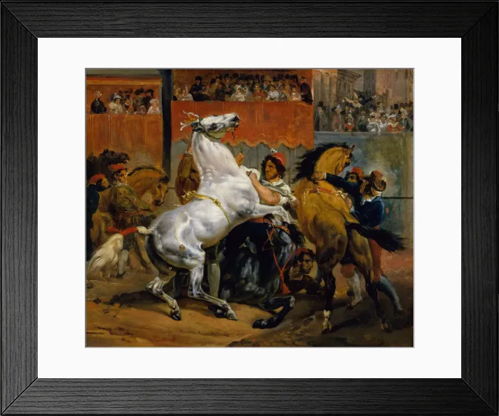 Framed Print : The Start of the Race of the Riderless Horses, 1820. Creator: Emile Jean-Horace Vernet