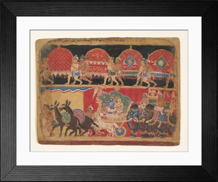 Framed Print : Krishna and the Kshatriya Maidens Proceed to Dvaraka... ca. 1520-30. Creator: Sa Nana Framed Print : Krishna and the Kshatriya Maidens Proceed to Dvaraka... ca. 1520-30. Creator: Sa Nana