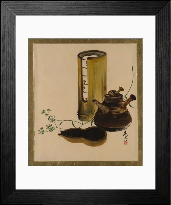 Framed Print : Lacquer Paintings of Various Subjects: Sencha Tea Set, 1882. Creator: Shibata Zeshin Framed Print : Lacquer Paintings of Various Subjects: Sencha Tea Set, 1882. Creator: Shibata Zeshin