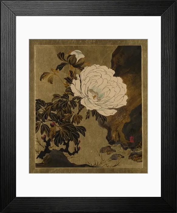Framed Print : Lacquer Paintings of Various Subjects: Peonies, 1882. Creator: Shibata Zeshin Framed Print : Lacquer Paintings of Various Subjects: Peonies, 1882. Creator: Shibata Zeshin