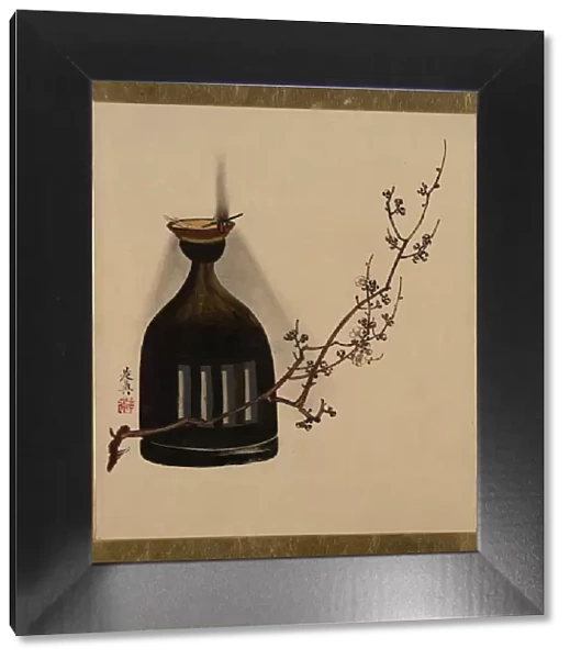 Lacquer Paintings of Various Subjects: Plum Branch with Oil Lamp, 1882. Creator: Shibata Zeshin