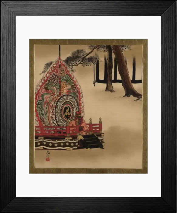 Framed Print : Lacquer Paintings of Various Subjects: Drum for Gagaku Dance, 1882. Creator: Shibata Zeshin
