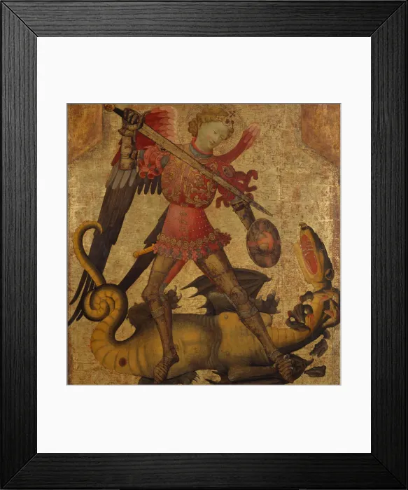 Framed Print : Saint Michael and the Dragon, ca. 1405. Creator: Spanish (Valencian) Painter (active in Italy Framed Print : Saint Michael and the Dragon, ca. 1405. Creator: Spanish (Valencian) Painter (active in Italy