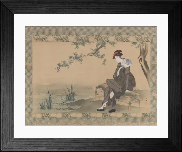 Framed Print : Woman Cooling Herself, ca. 1800. Creator: Utagawa Toyohiro Framed Print : Woman Cooling Herself, ca. 1800. Creator: Utagawa Toyohiro