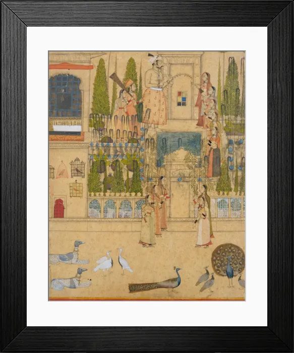 Framed Print : Maharana Amar Singh II with Ladies of the Zenana outside the Picture Hall at Rajnagar, ca Framed Print : Maharana Amar Singh II with Ladies of the Zenana outside the Picture Hall at Rajnagar, ca