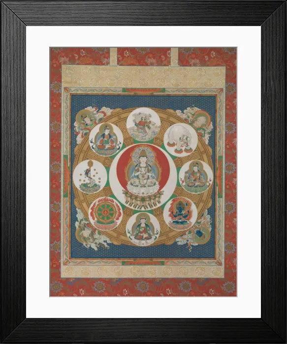 Framed Print : Mandala of the One-Syllable Golden Wheel, 18th century. Creator: Unknown Framed Print : Mandala of the One-Syllable Golden Wheel, 18th century. Creator: Unknown