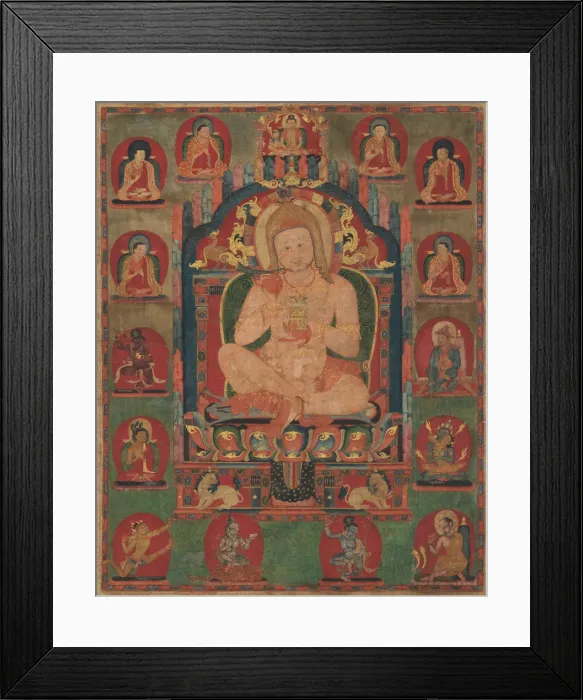Framed Print : Portrait of Jnanatapa Attended by Lamas and Mahasiddhas, ca. 1350. Creator: Unknown Framed Print : Portrait of Jnanatapa Attended by Lamas and Mahasiddhas, ca. 1350. Creator: Unknown