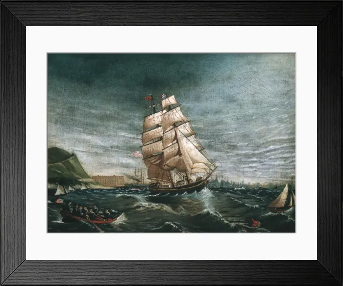 Framed Print : Ship in New York Harbor, ca. 1890. Creator: Unknown Framed Print : Ship in New York Harbor, ca. 1890. Creator: Unknown