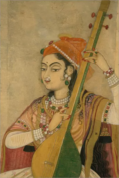 A Lady Playing the Tanpura, ca. 1735. Creator: Unknown