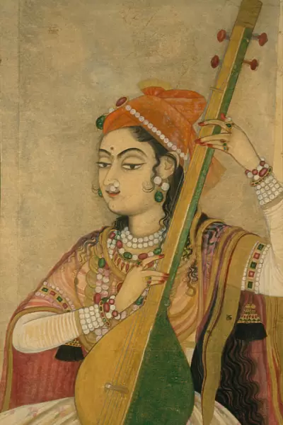 A Lady Playing the Tanpura, ca. 1735. Creator: Unknown