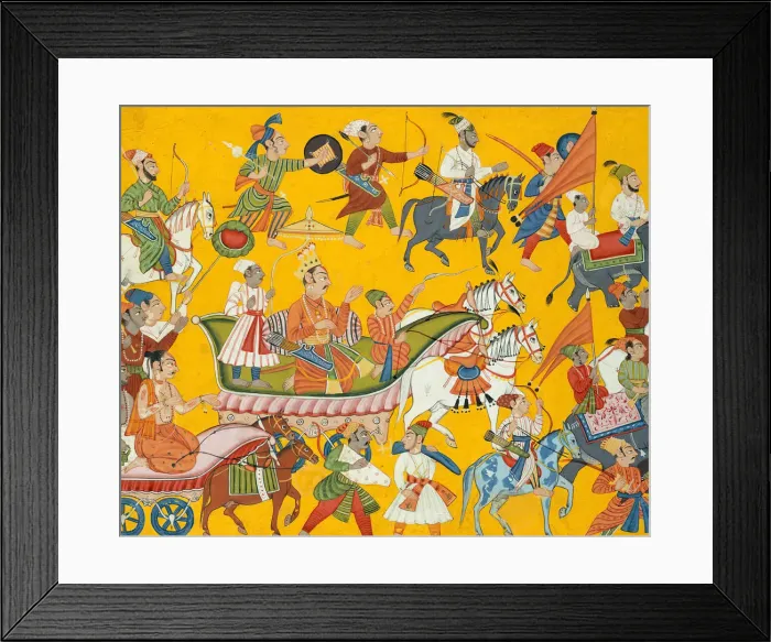 Framed Print : King Dasaratha and His Retinue Proceed to Ramas Wedding: Folio from the Shangri Framed Print : King Dasaratha and His Retinue Proceed to Ramas Wedding: Folio from the Shangri