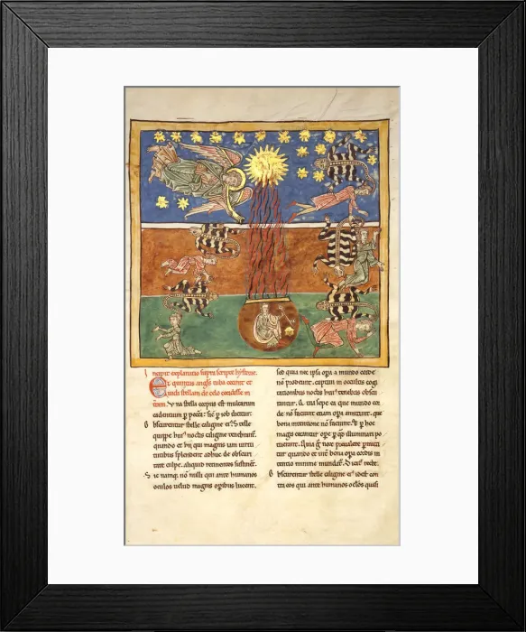 Framed Print : Leaf from a Beatus Manuscript: at the Clarion of the Fifth Angels Trumpet... ca Framed Print : Leaf from a Beatus Manuscript: at the Clarion of the Fifth Angels Trumpet... ca