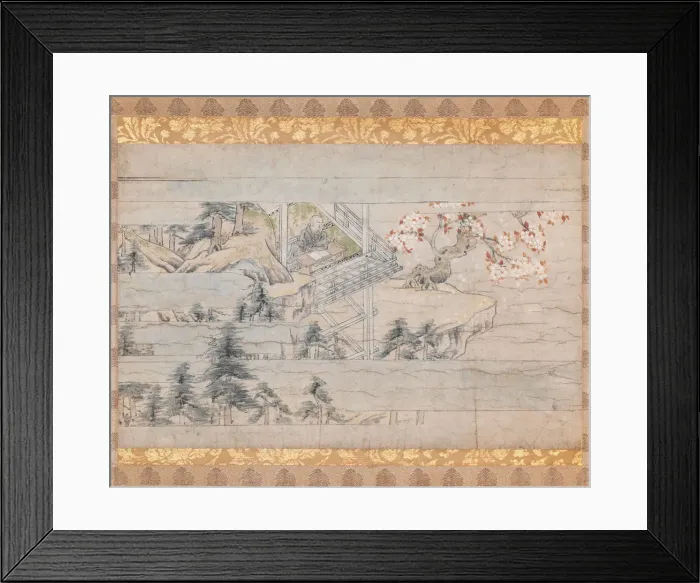 Framed Print : Detached section from scroll one from A Long Tale for an Autumn Night... ca. 1400 Framed Print : Detached section from scroll one from A Long Tale for an Autumn Night... ca. 1400