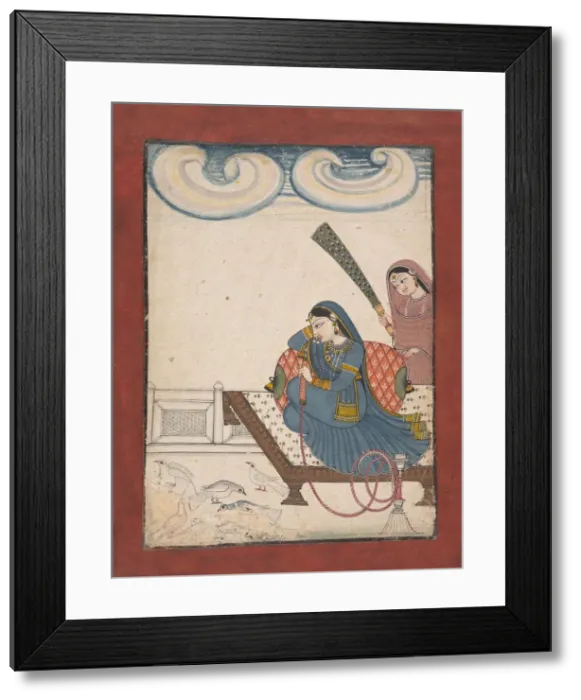 Framed Print : A Lady Gazing at Doves, ca. 1780-1800. Creator: Unknown Framed Print : A Lady Gazing at Doves, ca. 1780-1800. Creator: Unknown