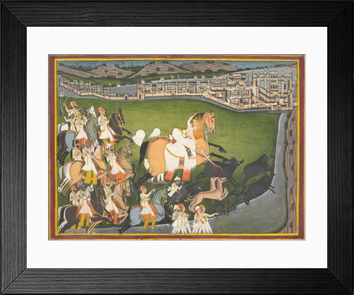 Framed Print : A Prince Hunting Boars with His Retinue, late 18th-early 19th century. Creator: Unknown Framed Print : A Prince Hunting Boars with His Retinue, late 18th-early 19th century. Creator: Unknown