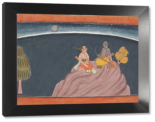 Rama and Lakshmana on Mount Pavarasana: Folio from the Shangri Ramayana series... c1690-1710