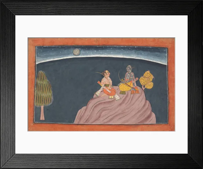 Framed Print : Rama and Lakshmana on Mount Pavarasana: Folio from the Shangri Ramayana series... c1690-1710 Framed Print : Rama and Lakshmana on Mount Pavarasana: Folio from the Shangri Ramayana series... c1690-1710