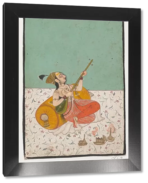 Lady Musician Playing a Sitar, ca. 1800. Creator: Unknown