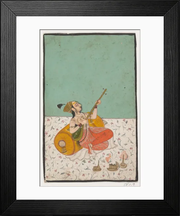 Framed Print : Lady Musician Playing a Sitar, ca. 1800. Creator: Unknown Framed Print : Lady Musician Playing a Sitar, ca. 1800. Creator: Unknown