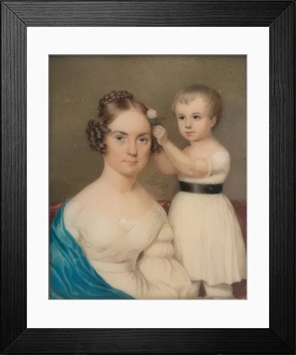 Framed Print : Mrs. William Gordon Ver Planck and Her Son Samuel Hopkins Ver Planck, ca. 1828. Creator: Unknown Framed Print : Mrs. William Gordon Ver Planck and Her Son Samuel Hopkins Ver Planck, ca. 1828. Creator: Unknown