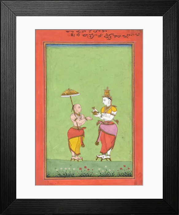 Framed Print : Vamana being blessed by King Bali, ca. 1780s. Creator: Unknown Framed Print : Vamana being blessed by King Bali, ca. 1780s. Creator: Unknown