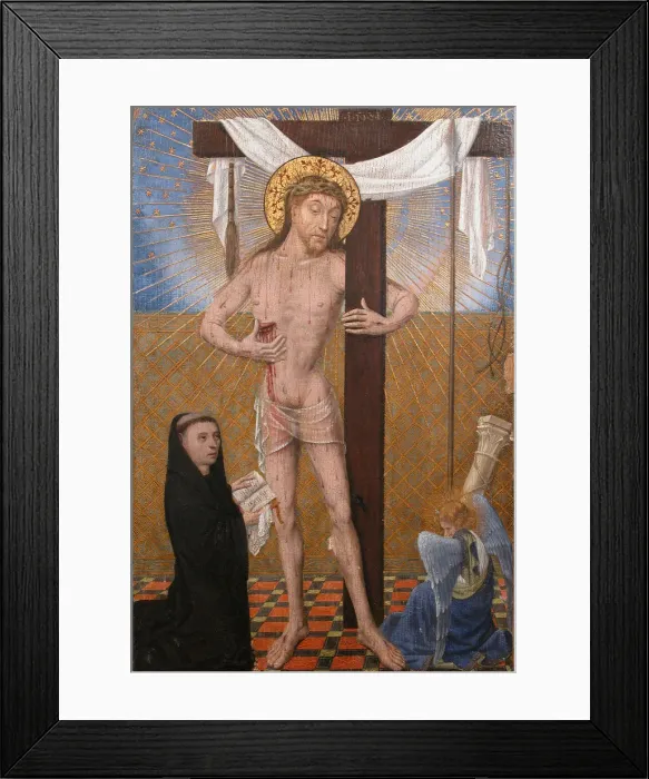 Framed Print : Man of Sorrows with Kneeling Donor, fourth quarter 15th century with modern additons Framed Print : Man of Sorrows with Kneeling Donor, fourth quarter 15th century with modern additons