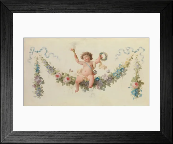 Framed Print : Cupid Seated on a Garland, 1770-90. Creator: Unknown Framed Print : Cupid Seated on a Garland, 1770-90. Creator: Unknown