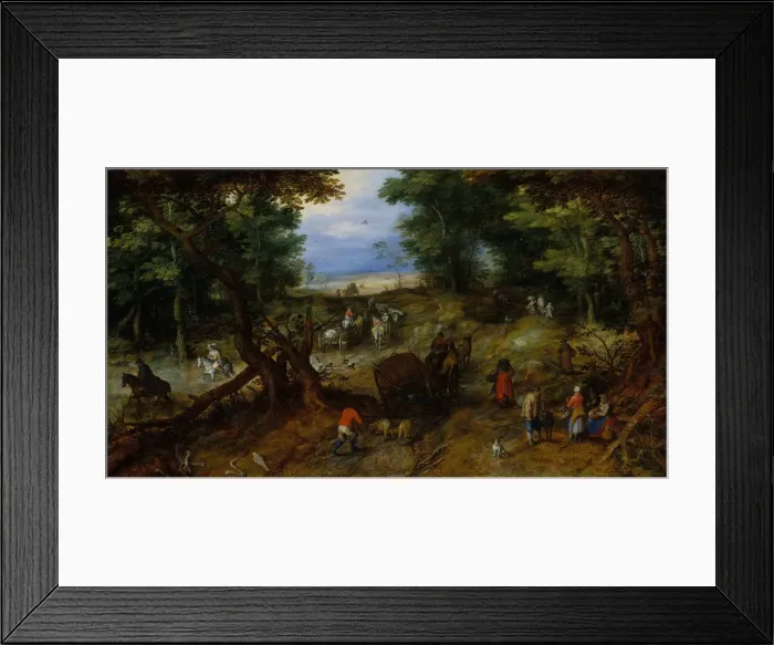 Framed Print : A Woodland Road with Travelers, 1607. Creator: Jan Brueghel the Elder Framed Print : A Woodland Road with Travelers, 1607. Creator: Jan Brueghel the Elder