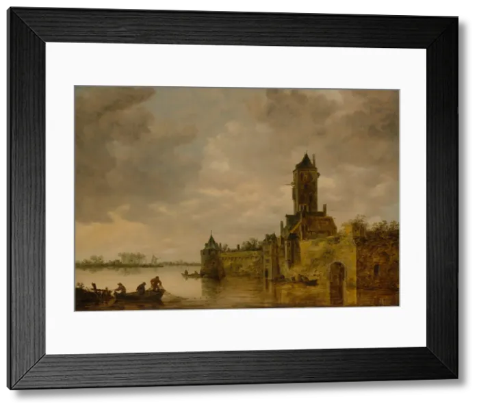 Framed Print : Castle by a River, 1647. Creator: Jan van Goyen Framed Print : Castle by a River, 1647. Creator: Jan van Goyen