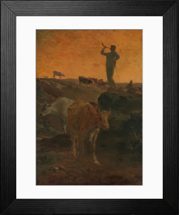 Framed Print : Calling the Cows Home, ca. 1872. Creator: Jean Francois Millet Framed Print : Calling the Cows Home, ca. 1872. Creator: Jean Francois Millet