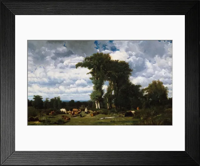 Framed Print : Landscape with Cattle at Limousin, 1837. Creator: Jules Dupré Framed Print : Landscape with Cattle at Limousin, 1837. Creator: Jules Dupré